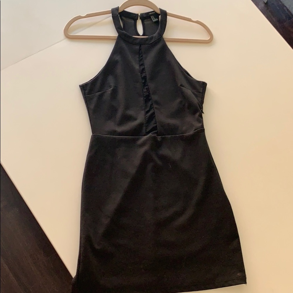 Black body con dress with mesh cut out